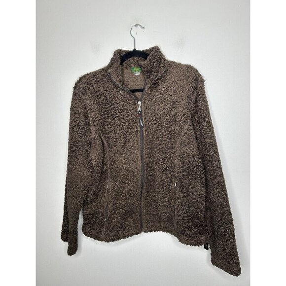Cabelas Sherpa Jacket Womens Brown Full Zip Mock Neck Pockets Size Large - Picture 1 of 10